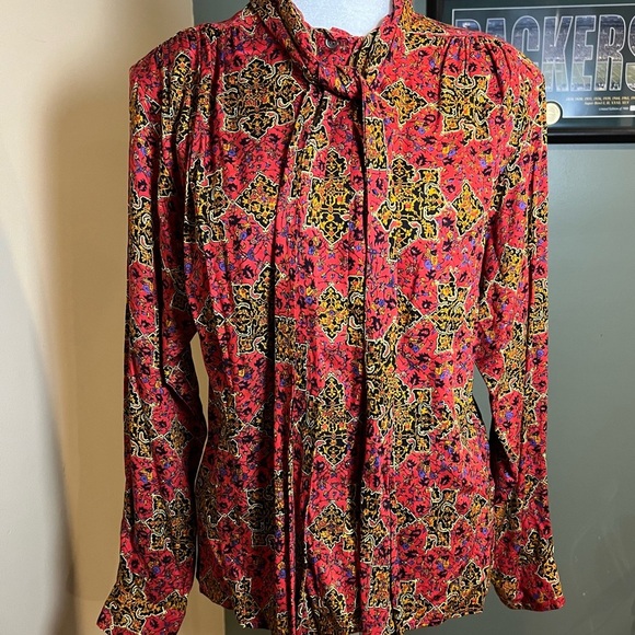 VTG Saks Fifth Avenue Evan Picone Red Paisley 80s Secretary Skirt Set READ - Picture 2 of 12